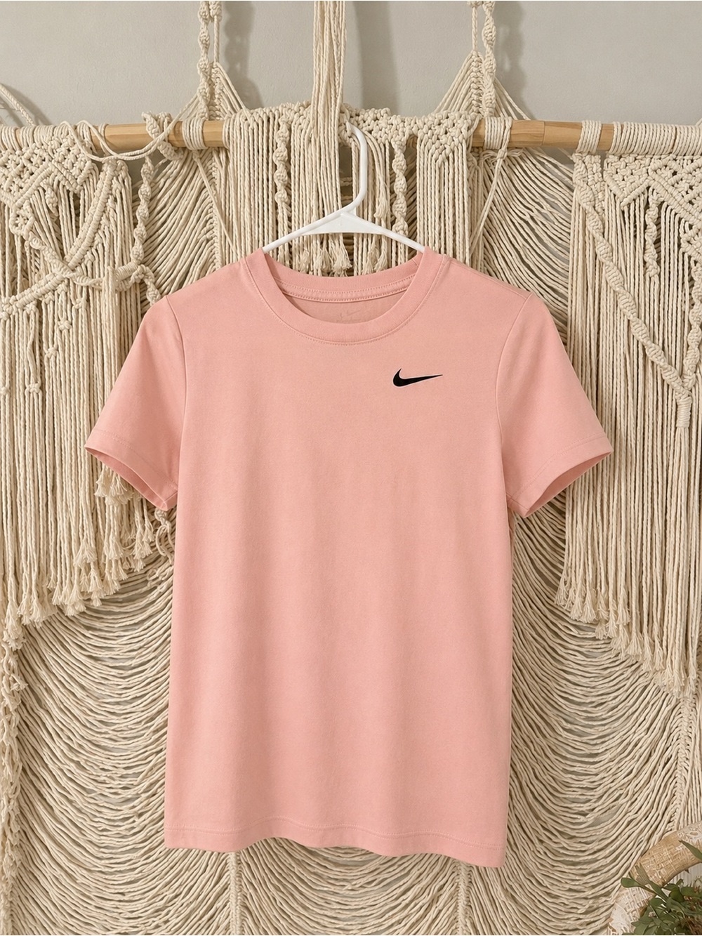 Nike Pink Short-Sleeve Crewneck Tee with Black Swoosh